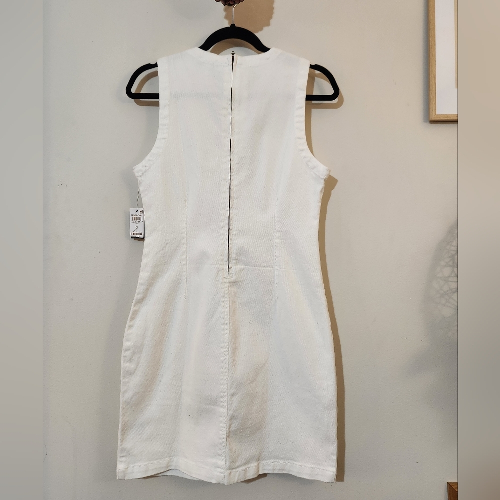 And Now This NWT S White Denim Cotton Sleeveless A-line Dress - Picture 5 of 6